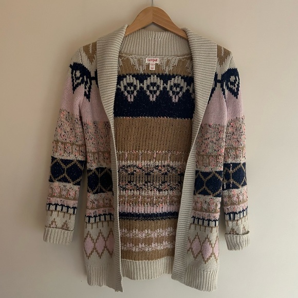 Girls (L) Cat & Jack Colorful Patterned Long Cardigan - Picture 1 of 3
